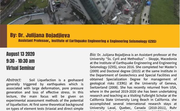 Virtual seminar on the topic “Liquefaction hazard assessment’’ given at University of Manitoba, Canada